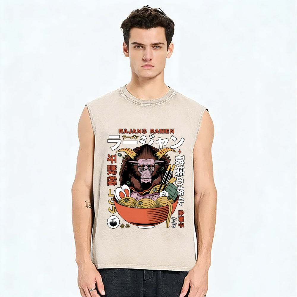 Rajang Ramen Vintage Distressed Washed Tank Top