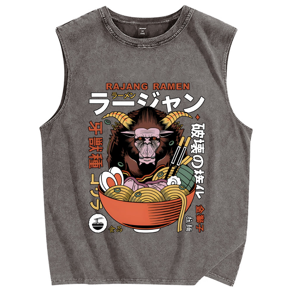 Rajang Ramen Vintage Distressed Washed Tank Top