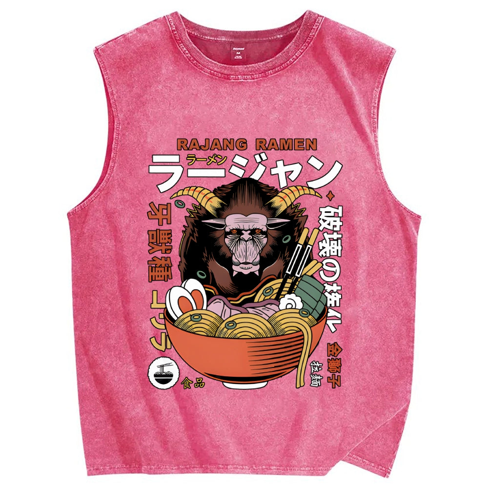 Rajang Ramen Vintage Distressed Washed Tank Top