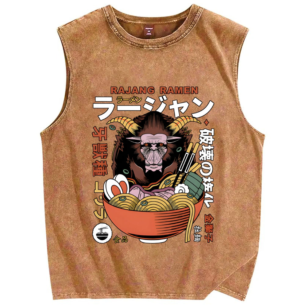Rajang Ramen Vintage Distressed Washed Tank Top