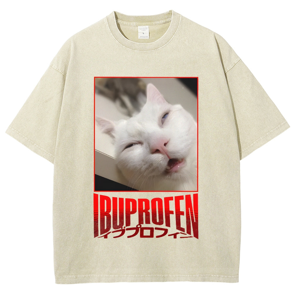 Ibuprofen Cat Vintage Washed T-shirt