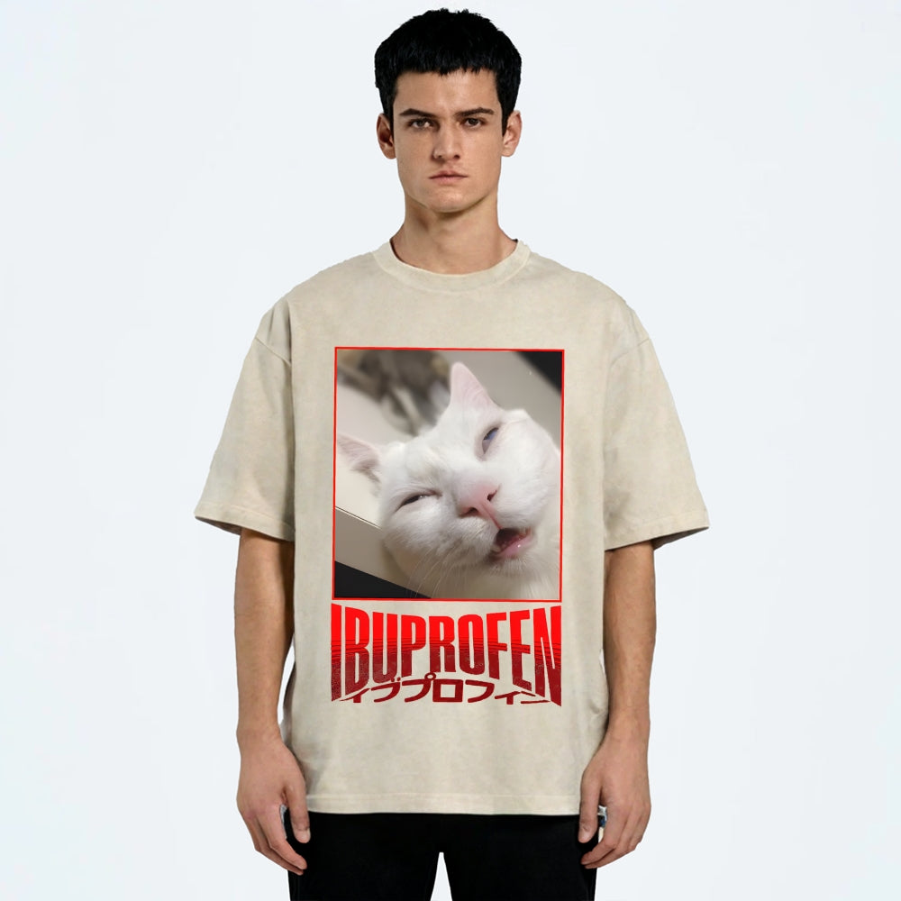 Ibuprofen Cat Vintage Washed T-shirt