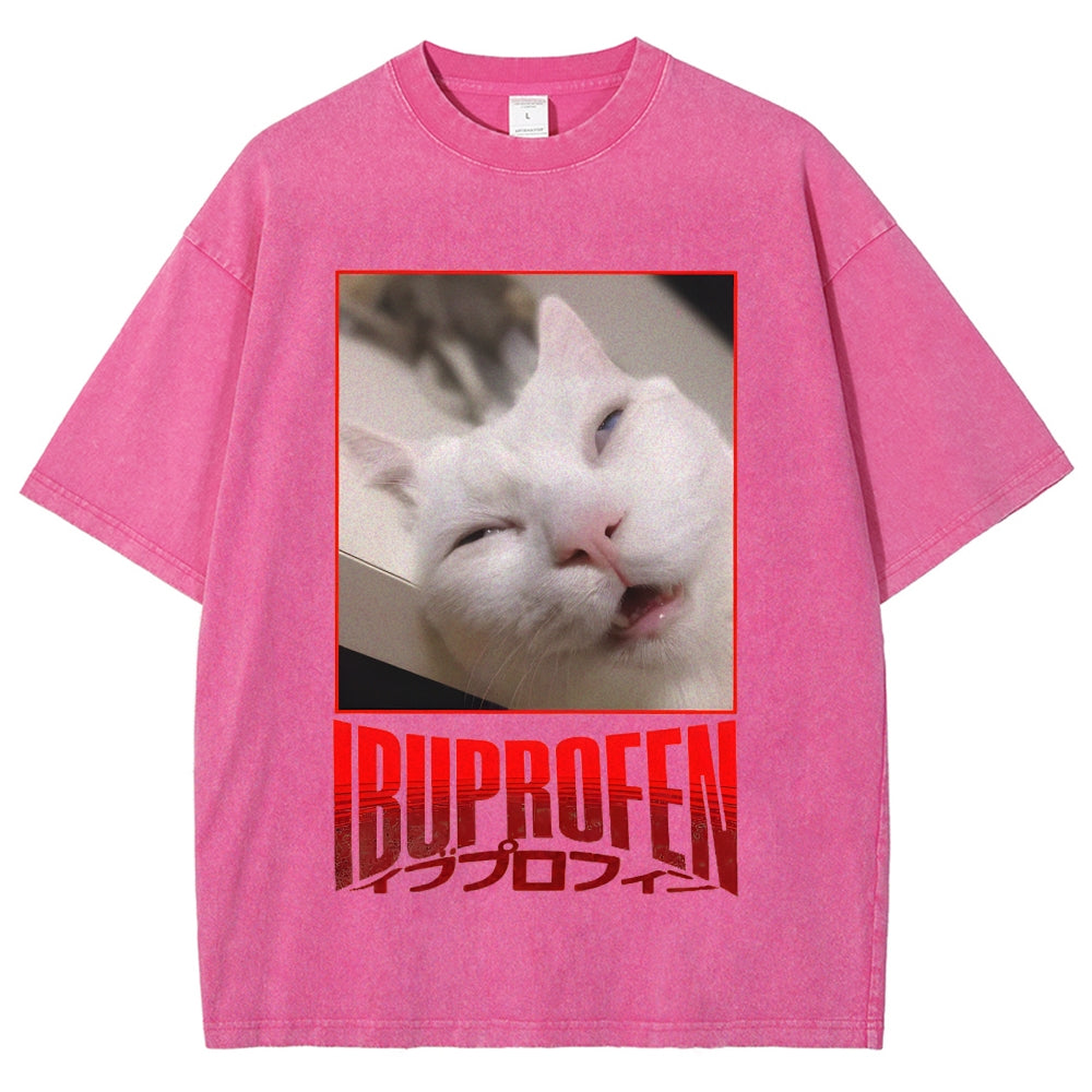 Ibuprofen Cat Vintage Washed T-shirt