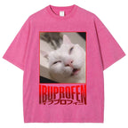 Ibuprofen Cat Vintage Washed T-shirt