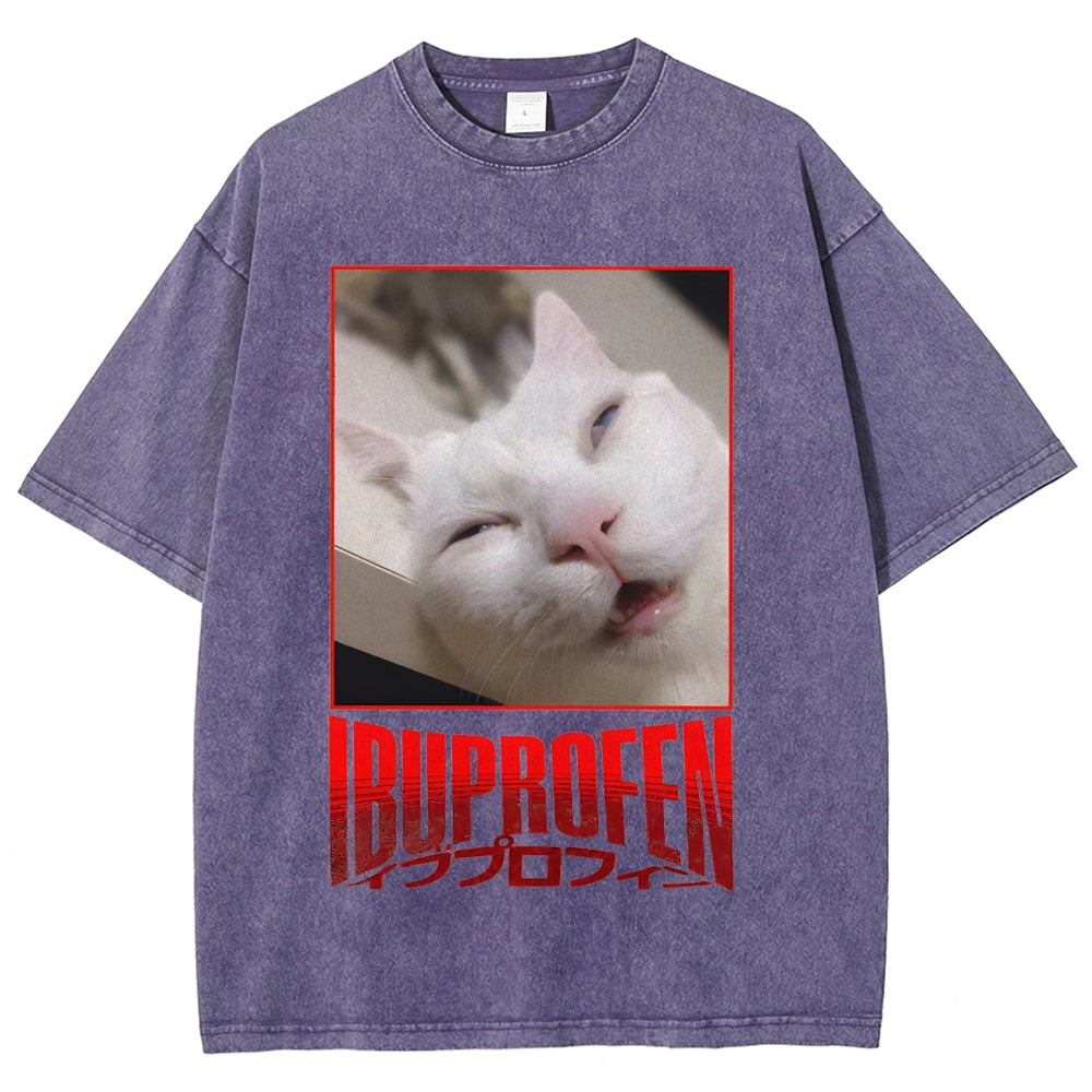 Ibuprofen Cat Vintage Washed T-shirt