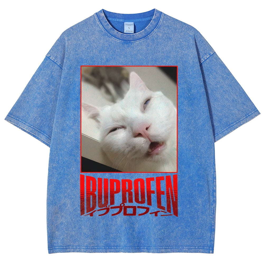 Ibuprofen Cat Vintage Washed T-shirt