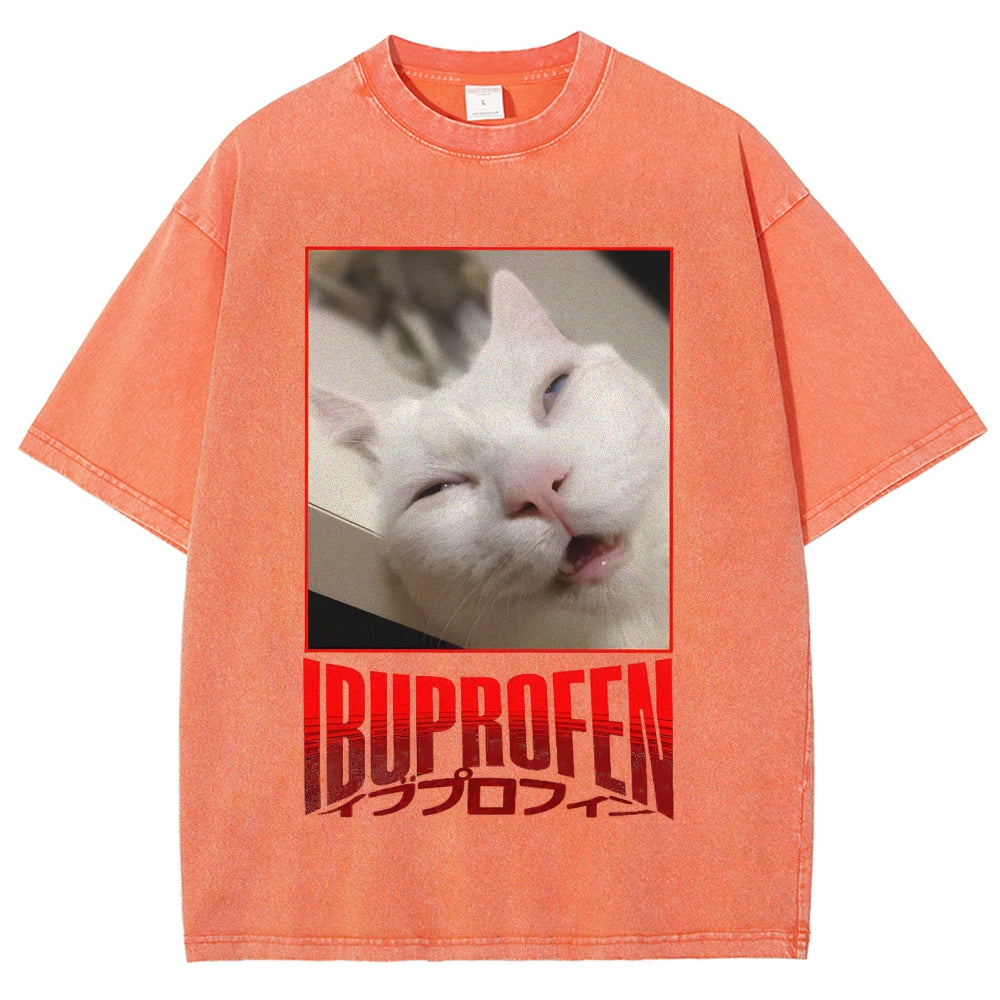 Ibuprofen Cat Vintage Washed T-shirt