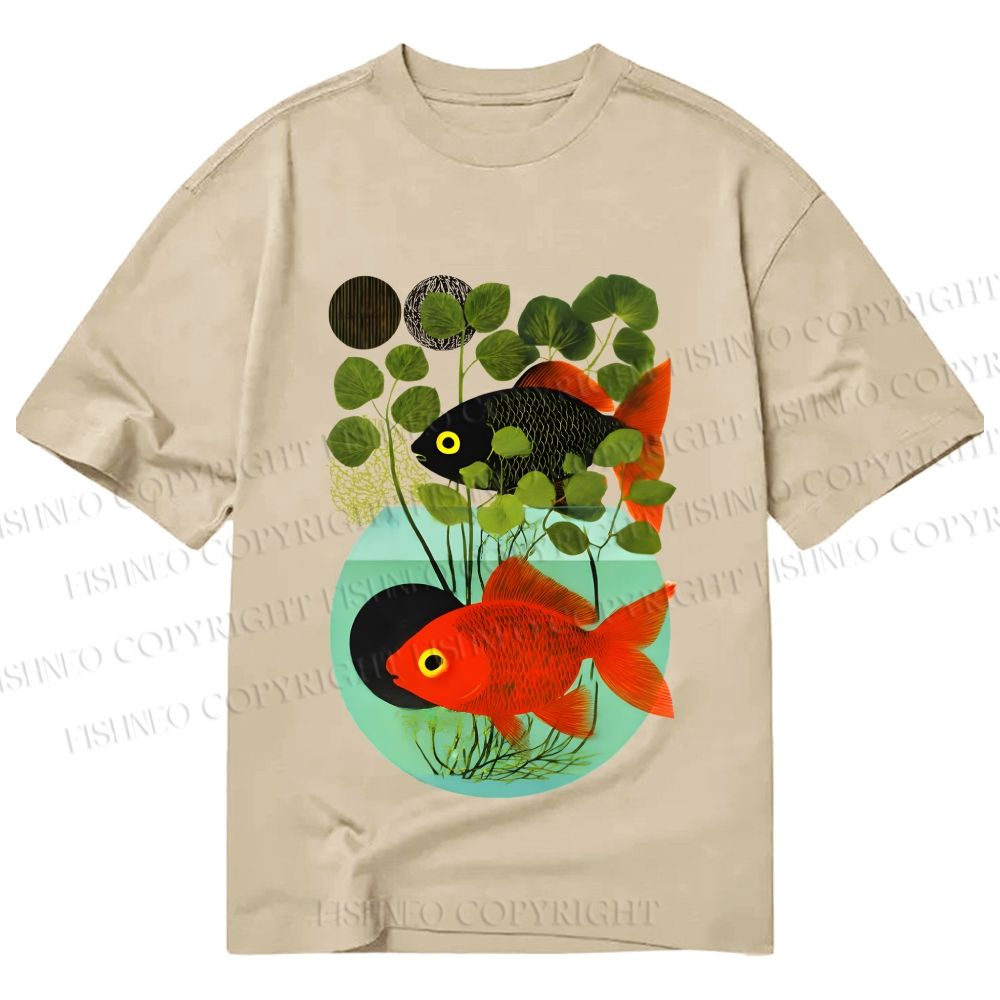 Unisex Classic Cotton Koi Fish in Tank Printed T-shirt