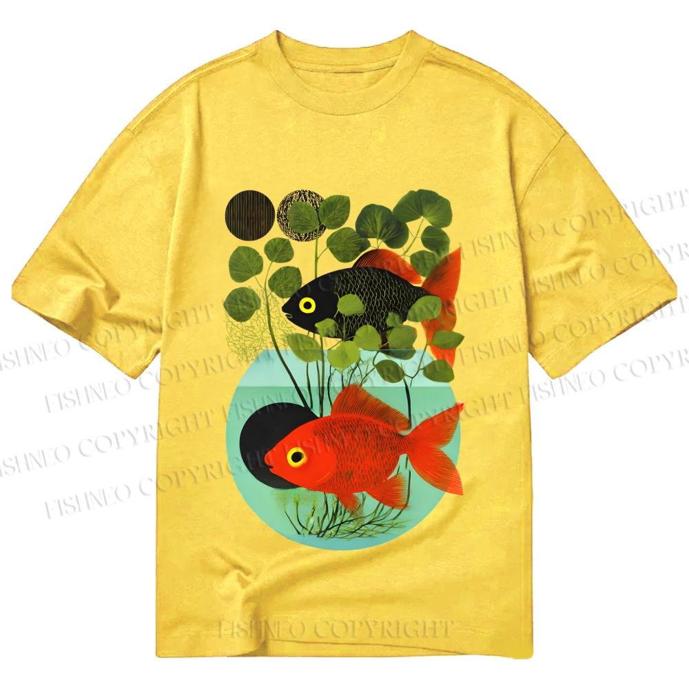 Unisex Classic Cotton Koi Fish in Tank Printed T-shirt