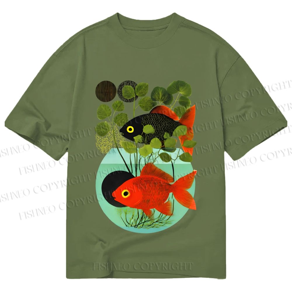 Unisex Classic Cotton Koi Fish in Tank Printed T-shirt