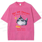 Unisex Raccoon Wizard You Are Enough Printed Washed Tee
