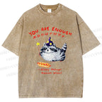 Unisex Raccoon Wizard You Are Enough Printed Washed Tee