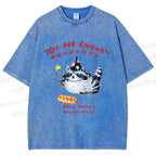 Unisex Raccoon Wizard You Are Enough Printed Washed Tee