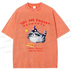 Unisex Raccoon Wizard You Are Enough Printed Washed Tee