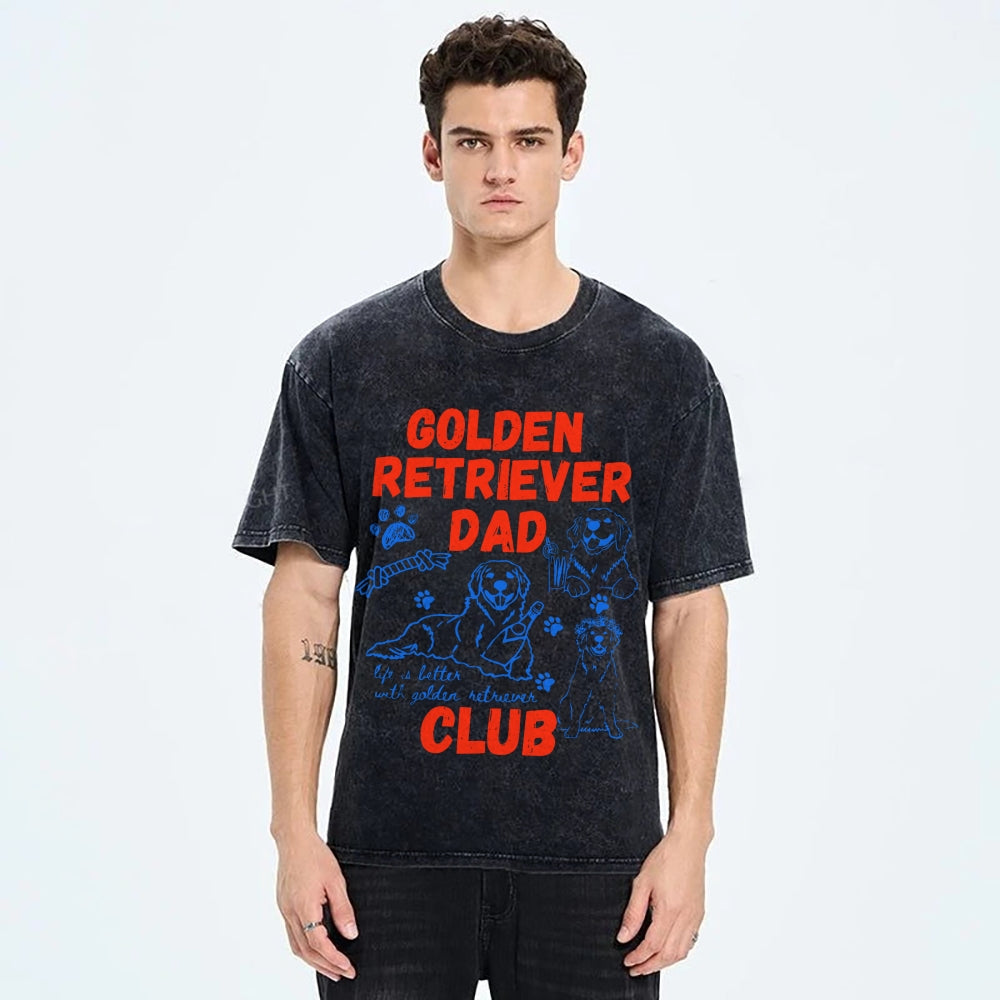 Golden Retriever Dad Club Vintage Washed T-shirt