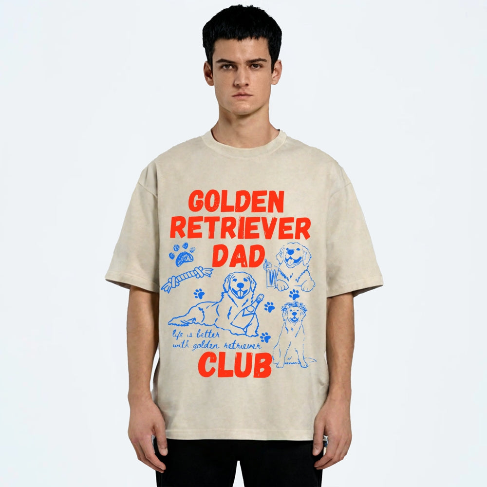 Golden Retriever Dad Club Vintage Washed T-shirt