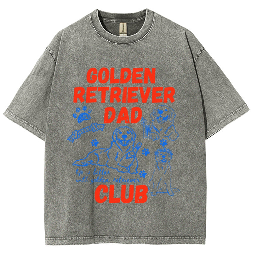 Golden Retriever Dad Club Vintage Washed T-shirt