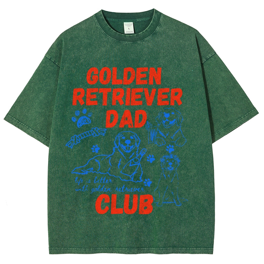 Golden Retriever Dad Club Vintage Washed T-shirt