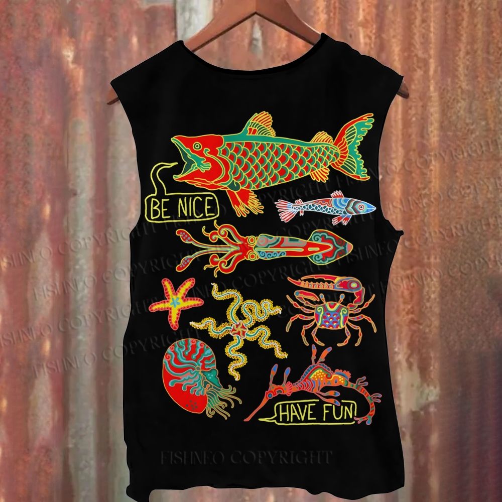 Unisex Casual Be Nice Have Fun Printed Tank Top