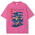 Unisex Japanese Koi Fish Printed Washed Tee