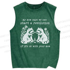 Unisex Revolution Raccoon Printed Washed Tank Top