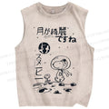 Unisex Snoopy Astronaut Printed Washed Tank Top