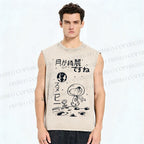 Unisex Snoopy Astronaut Printed Washed Tank Top