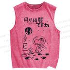 Unisex Snoopy Astronaut Printed Washed Tank Top