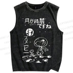 Unisex Snoopy Astronaut Printed Washed Tank Top