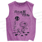 Unisex Snoopy Astronaut Printed Washed Tank Top