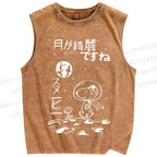 Unisex Snoopy Astronaut Printed Washed Tank Top