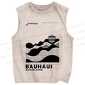 Unisex Bauhaus Sunrise Printed Washed Tank Top
