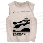 Unisex Bauhaus Sunrise Printed Washed Tank Top
