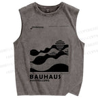 Unisex Bauhaus Sunrise Printed Washed Tank Top