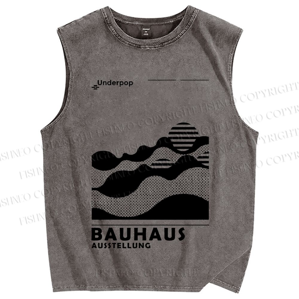 Unisex Bauhaus Sunrise Printed Washed Tank Top