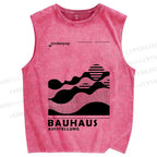 Unisex Bauhaus Sunrise Printed Washed Tank Top