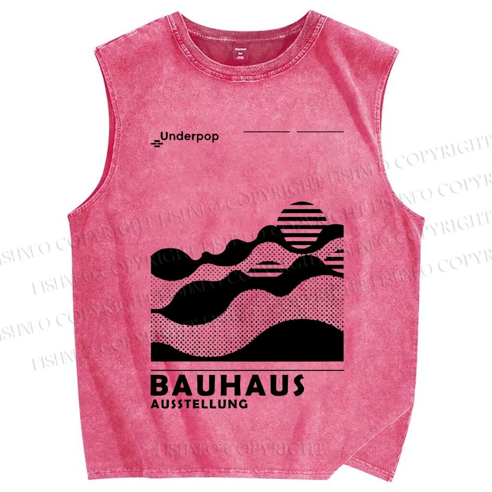 Unisex Bauhaus Sunrise Printed Washed Tank Top