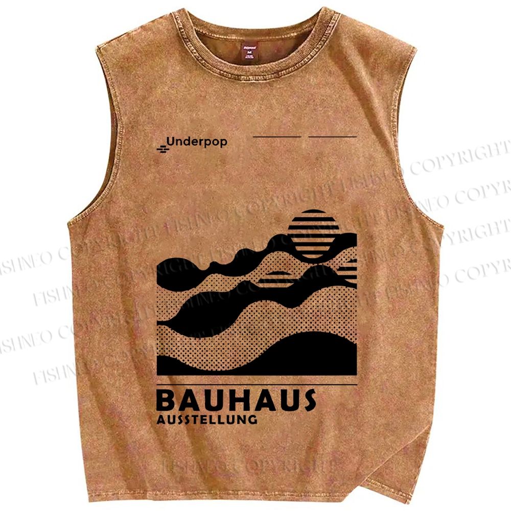 Unisex Bauhaus Sunrise Printed Washed Tank Top