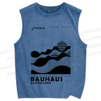 Unisex Bauhaus Sunrise Printed Washed Tank Top