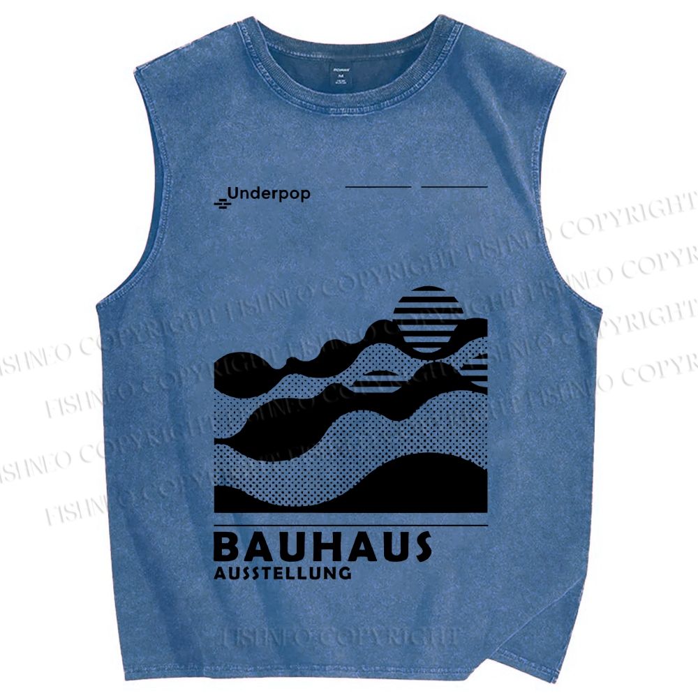 Unisex Bauhaus Sunrise Printed Washed Tank Top