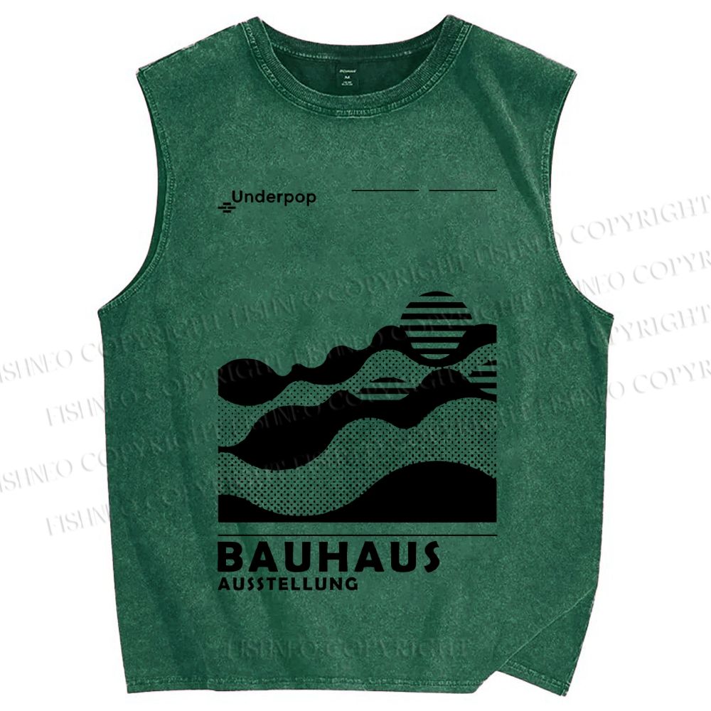 Unisex Bauhaus Sunrise Printed Washed Tank Top