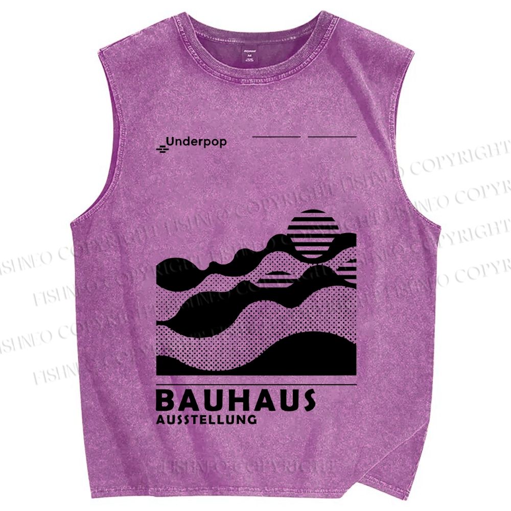 Unisex Bauhaus Sunrise Printed Washed Tank Top