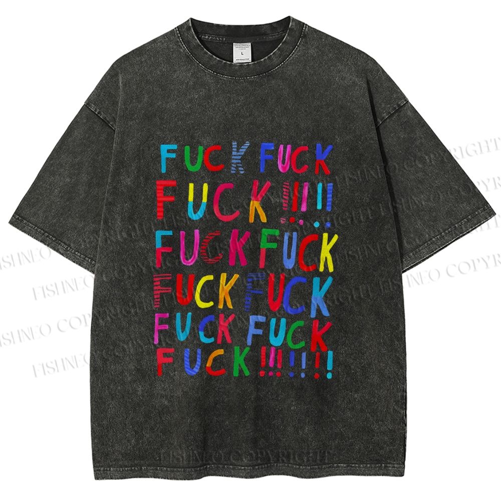Unisex Multicolor Fuck Printed Washed Tee