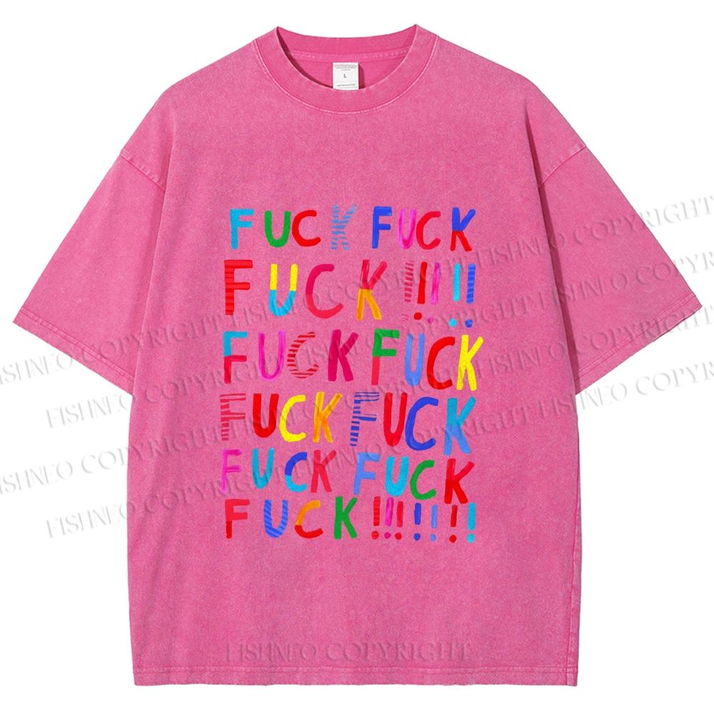 Unisex Multicolor Fuck Printed Washed Tee