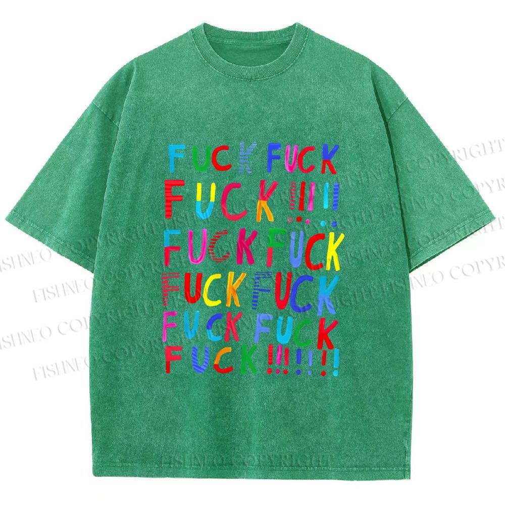 Unisex Multicolor Fuck Printed Washed Tee