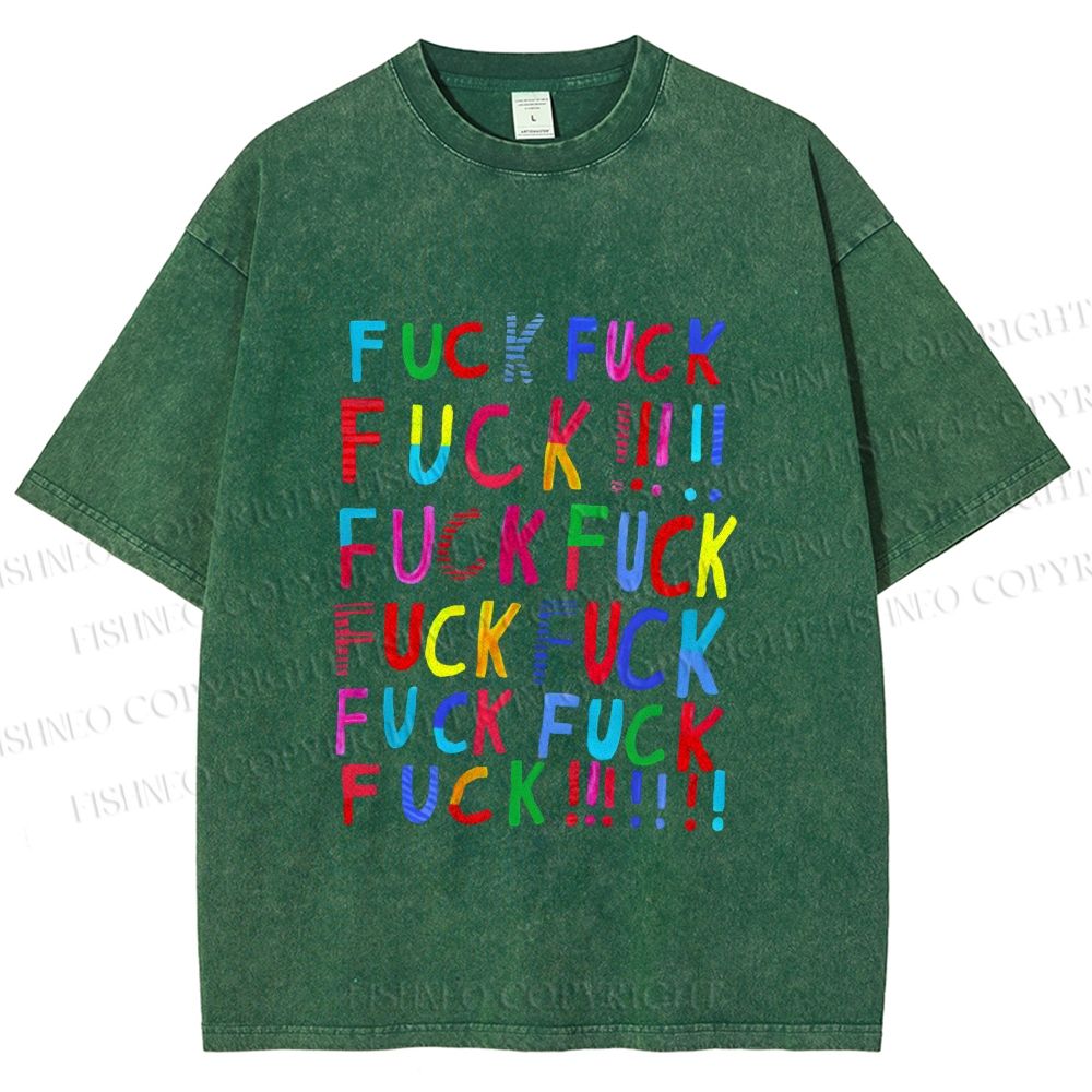 Unisex Multicolor Fuck Printed Washed Tee