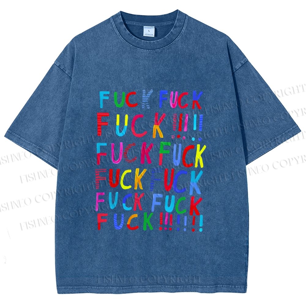 Unisex Multicolor Fuck Printed Washed Tee