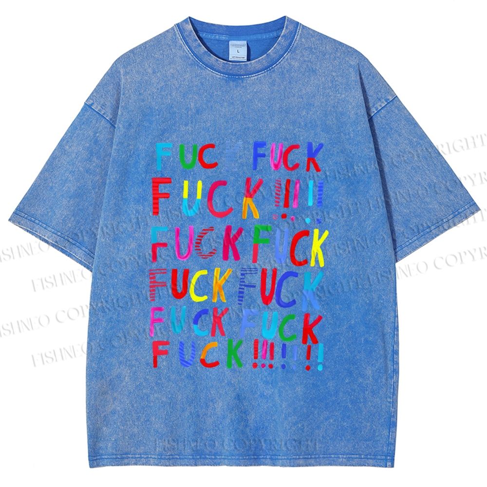 Unisex Multicolor Fuck Printed Washed Tee