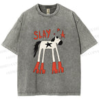 Unisex Horse in Boots Slay Printed Washed Tee