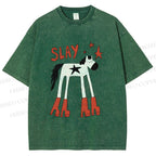 Unisex Horse in Boots Slay Printed Washed Tee